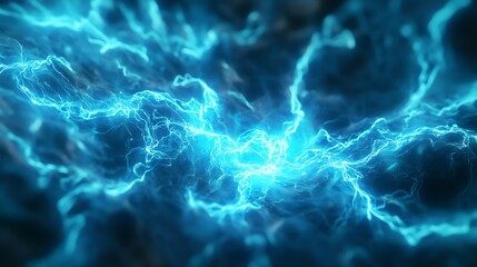 Electric Blues and Greens Abstract Energy Fields - Vibrant 3D Render Background with Pulsating Glows