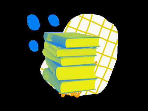 White and Green Grid With Orange Scribble and Blue Dots