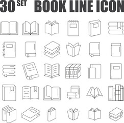 open book vector icon set. study text book pages symbol. brochure or flyer manual sign. library novel publication book icon set. in black and white color