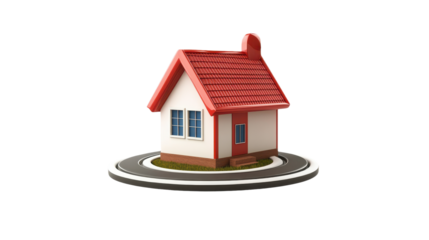 Location with Home Icon Isolated on transparent Background PNG file, graphic resources 