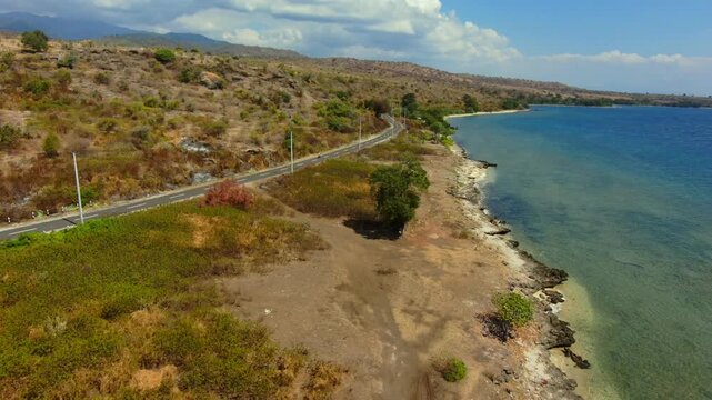 Ocean beach  lombok Mountine nature road motorcycle touring boat