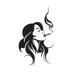 Woman Smoking Cigarette Stock design logo Vector isolated on white background 