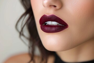 Fototapeta premium Close-up of a woman's mouth with lipstick