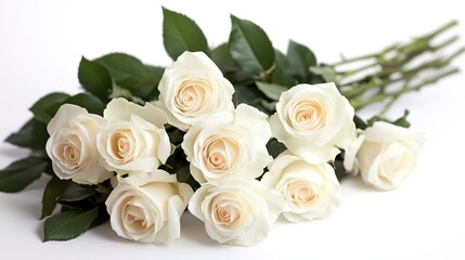 Obraz premium A white rose bouquet with a white background