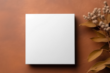 PNG square card flat lay mockup, transparent design