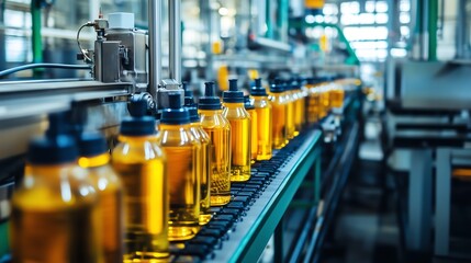 Fototapeta premium Efficient Production Line: Minimal Waste and Coordination Showcase Operational Advantages