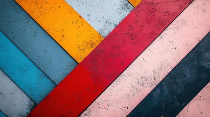 Naklejka premium Abstract Geometric Stripes: Bold and vibrant, this abstract image features a captivating interplay of colorful stripes in a diagonal pattern, creating a dynamic and artistic visual experience.