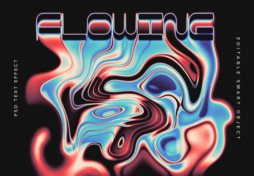 Colourful Melting Text Effect Mockup