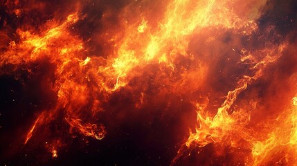 Obraz premium Inferno Nebula: A fiery cosmic spectacle, swirling nebula of intense orange and red hues, abstract art, cosmic fire, celestial inferno 