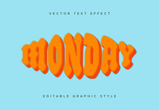 Orange Warped Text Effect Mockup