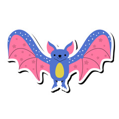  Bat halloween sticker. Vector cartoon isolated illustration