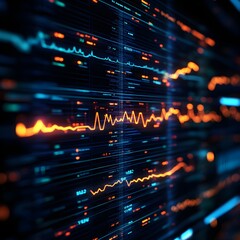 Obraz premium Abstract digital waveform with vibrant colors illustrating data flow and technology applications in modern environments.