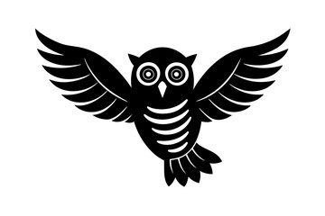 Barred owl jumps vector kawaii vector art illustration