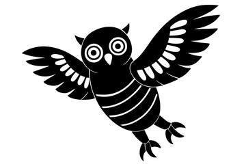 Barred owl jumps vector kawaii vector art illustration