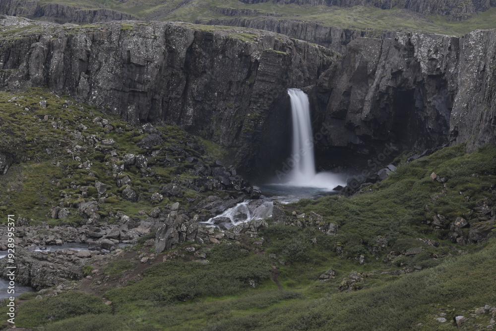 Wall mural Waterfall, Flögufoss , Iceland