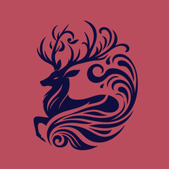 Deer vector silhouette illustrator  Illustrator Artwork