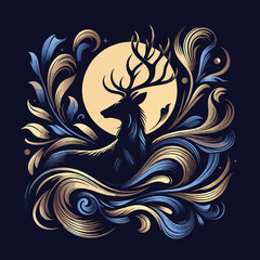 Fototapeta premium Deer vector silhouette illustrator Illustrator Artwork