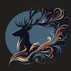 Deer vector silhouette illustrator  Illustrator Artwork