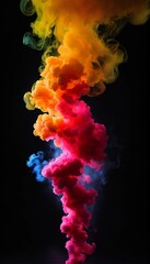 Black background with smoke in spotlight vibrant colorful gradient splash hd 4k high-quality highly detailed photorealistic raw high quality dynamic lighting sharp focus ultra realistic m