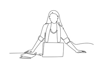 Starting a Business concept. Single line draw design vector graphic illustration.