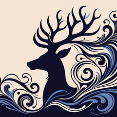 Deer vector silhouette illustrator  Illustrator Artwork