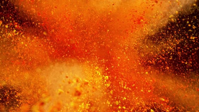 Super Slow Motion Shot of Color Powder Explosion Isolated on Black Background . Filmed on High Speed Cinematic Camera at 1000 fps .