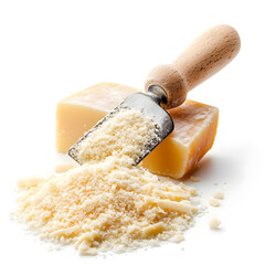 Grated parmesan isolated on white background