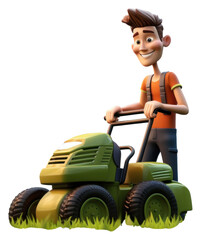 Fototapeta premium PNG Lawn cartoon mower grass