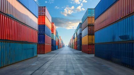 Fototapeta premium Industrial container yard for logistic import export business