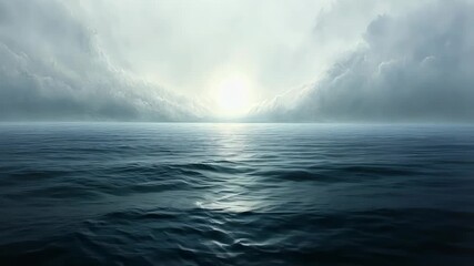 Dark clouds gathering above a stormy ocean at sunset