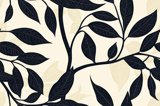 silhouettes of leaves, seamless pattern background