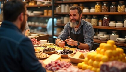 Portrait of a delicatessen owner with a friendly smile