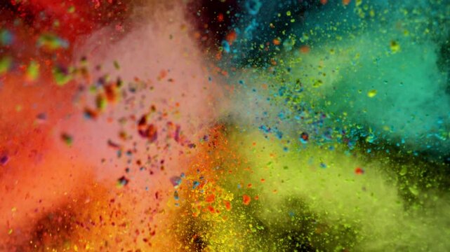 Super Slow Motion Shot of Color Powder Explosion Isolated on Black Background . Filmed on High Speed Cinematic Camera at 1000 fps .