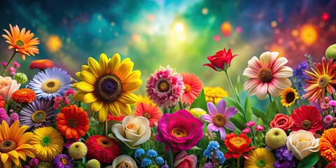 Vibrant and colorful abstract world of flowers, blooms, petals, botanical, garden, florals, vibrant, colorful
