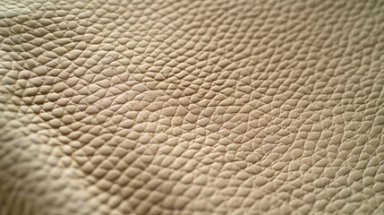 Naklejka premium Close-up of beige leather texture emphasizing the natural grain and soft, supple material with a slightly curved surface.
