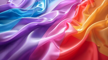 Obraz premium Colorful silk fabric draped elegantly with smooth flowing patterns in various shades