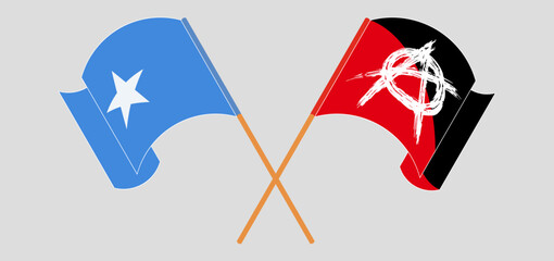 Crossed and waving flags of Somalia and Anarchy