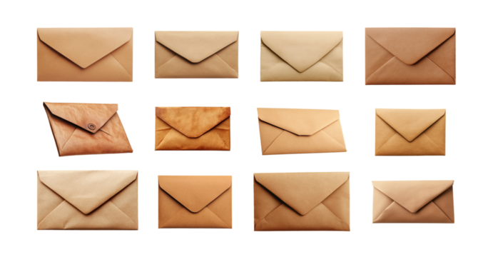 Brown envelope isolated on transparent background, PNG , graphic resources 
