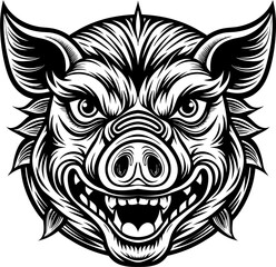 Tribal pig tatto vector