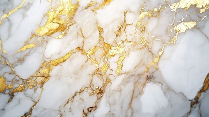 Fototapeta premium Golden Marble Elegance: A captivating close-up of luxurious white marble with shimmering gold veins, evoking a sense of opulence and refinement. 