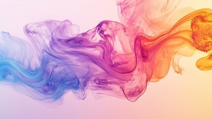Fototapeta premium Abstract Color Flow: A vibrant and dynamic abstract composition featuring a flowing stream of colorful ink in shades of purple, blue, and orange against a soft gradient background.