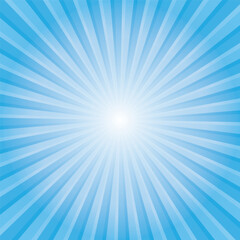 Vector illustration with radiant cloud sky background, retro vintage design sun rays