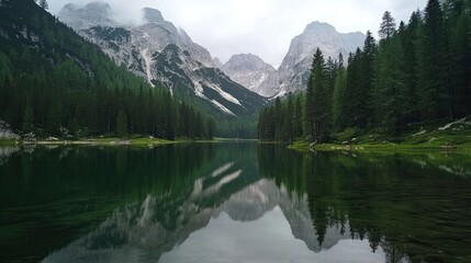 Mountainous Reflection in a Still Lake