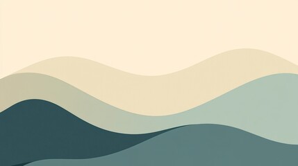 Serene Teal Hills: Abstract Landscape Painting 