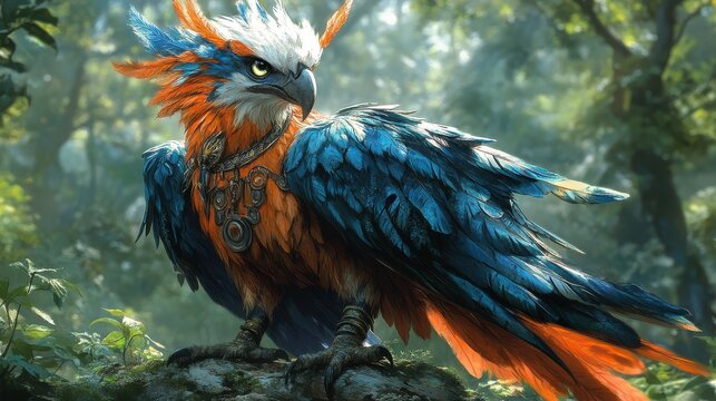 Kinnara a half-human half-bird creature in a majestic pose