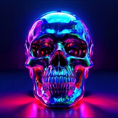 Holographic Skull with Neon Glow