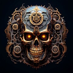 Steampunk Skull with Mechanical Details