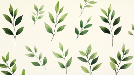 Fototapeta premium A green leafy background with a white background