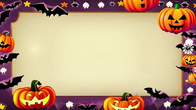 Halloween pumpkin Jack O' Lantern party border background with copy space for design.