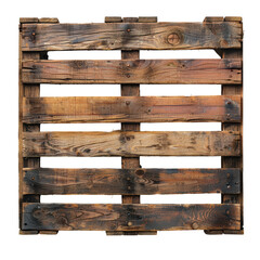 Wooden Pallet Top View Isolated on Transparent or White Background, PNG